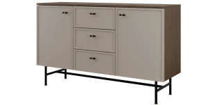 Kommode ELORA 6 135x82 cm mit 3 Schubladen und 2 Türen – Baltic Storm / Toffee Sideboard