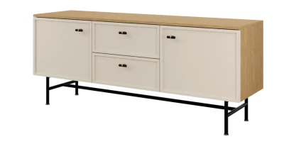 TV-Lowboard ELORA Frühlings-Eiche & Macadamia – Japandi Fernsehtisch
