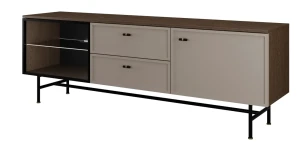 TV-Lowboard ELORA 180 cm mit Glasfront inkl. LED (Standard) – Japandi