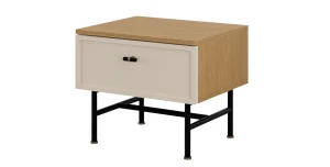 Nachttisch ELORA Frühlings-Eiche & Macadamia – Japandi Nachtschrank
