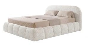 Polsterbett DAKOTA SLIM Bouclé 140x200 cm – Wolkenbett mit Bettkasten