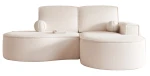 : Ein modernes L-förmiges Sofa Sofia L (210x157 cm) mit weichem Bezug aus Abriamo Boucle und Riviera Velour, freigestellt auf hellem Hintergrund.