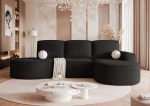 Gemütliches Raumkonzept mit dem geräumigen Sofa Sofia XL (277x157 cm), dessen edler Bezug aus Riviera Velour und Abriamo Boucle zum Entspannen einlädt.