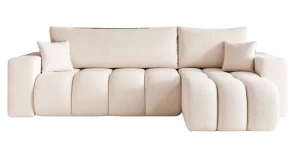 Design Ecksofa L-Form OLI L (248x145 cm) in Bouclé – mit Schlaffunktion & Bettkasten