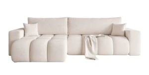 Design Ecksofa OLI XL (278x145) – Bouclé, Schlaffunktion, Universell montierbar