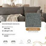 Nahaufnahme der Polsterung der Design Wohnlandschaft PIANO U (318x145 cm), welche die feine und gemütliche Textur des hochwertigen Bouclé-Stoffes präsentiert.