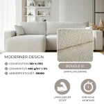 Nahaufnahme der Polsterung des Design Ecksofas PIANO XL (278x145 cm), welche die feine, gerippte Textur des hochwertigen Baltimore Stoffes präsentiert.