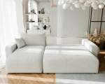 Das Design Ecksofa L-Form PIANO XL (278x145 cm) aus Baltimore, hier vollständig ausgeklappt zur praktischen Nutzung als komfortables Schlafsofa.