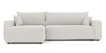 Frontale Ansicht des Design Ecksofas L-Form PIANO XL in der Größe 278x145 cm aus weichem Baltimore Stoff, freigestellt auf weißem Hintergrund.