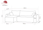 Technische Skizze des Ecksofas PIANO L in L-Form, die die genauen Abmessungen von 248x145 cm für eine optimale Raumplanung im Cord und Baltimore Design zeigt.