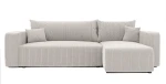Frontale Ansicht des Design Ecksofas L-Form PIANO L in der Größe 248x145 cm aus weichem Cord und Baltimore Stoff, freigestellt auf weißem Hintergrund.