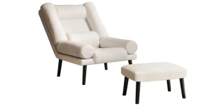 Sessel LILA inkl. Hocker | Stoff Bouclé | 42x Verstellbar