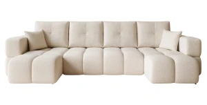 Design U-Form Wohnlandschaft BUENO U (318x145 cm) – Bouclé, Glamour-Stil