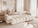 Das Design Ecksofa L-Form BUENO XL (278x145 cm) aus Bouclé, hier vollständig ausgeklappt zur praktischen Nutzung als komfortables Schlafsofa.
