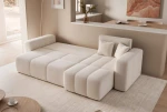 Das Ecksofa PEDRO L (248x145 cm) aus Samtstoff Manila, hier vollständig ausgeklappt zur praktischen Nutzung als komfortables Schlafsofa.
