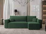 Frontalansicht des Ecksofas PARIS L (244x145 cm) mit einem eleganten Bezug aus Cord und Bouclé, stilvoll arrangiert in einem modernen Wohnzimmer.