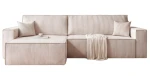 Frontale Ansicht des Ecksofas PARIS XL in der Größe 276x145 cm aus weichem Cordstoff Poso, freigestellt auf weißem Hintergrund.