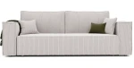 Frontale Ansicht des Sofas BALI in der Größe 239x91 cm aus weichem Cord und Bouclé Stoff, freigestellt auf weißem Hintergrund.