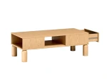 Seitenansicht des modernen Couchtisches SANDEN 7 (110 cm) mit edlem Bookmatch-Dekor, sauber freigestellt auf weißem Hintergrund.