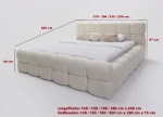 Technische Skizze des Polsterbetts DIEGO, die die genauen Abmessungen der 140x200 cm großen Liegefläche für eine optimale Raumplanung zeigt.