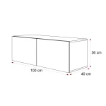 Technische Skizze des TV-Boards ANGEL 100, die die genauen Abmessungen von 100 cm Breite für eine optimale Raumplanung zeigt.