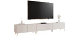 Seitenansicht des modernen, stehenden TV-Boards ANGEL 300, sauber freigestellt auf weißem Hintergrund.