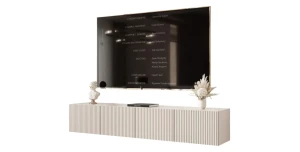 Hängendes TV-Lowboard ANGEL 200 cm – Geriffelte Fronten & LED-Licht