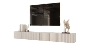 XXL Hängendes TV-Lowboard ANGEL 300 cm – Geriffelte Fronten & LED-Licht