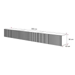 Technische Skizze des TV-Lowboards ANGEL, die die genauen Abmessungen von 300 cm Breite für eine optimale Raumplanung zeigt.