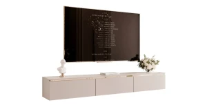 Hängendes TV-Lowboard SELIA 200 cm mit Goldakzent – Kaschmir