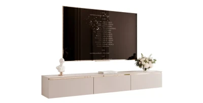 Hängendes TV-Lowboard SELIA 200 cm mit Goldakzent – Kaschmir