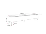 Technische Skizze des stehenden TV-Lowboards SELIA, die die genauen Abmessungen von 200 cm Breite für eine optimale Raumplanung zeigt.