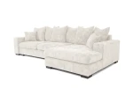 Seitenansicht des modernen Ecksofas SELLO L in L-Form mit edlem Flow (Chenille) Bezug, sauber freigestellt auf weißem Hintergrund.