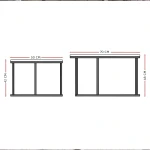 Technische Skizze des Couchtisch-Sets LAVO 2in1, die die genauen Abmessungen beider Tische für eine optimale Raumplanung zeigt.