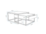 Technische Skizze des Couchtisch-Sets ELEGANT 2in1, die die genauen Abmessungen beider Tische für eine optimale Raumplanung zeigt.