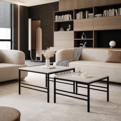 Couchtisch Set FORMA 2in1 | Schwarzes Gestell | Loft