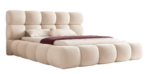 Gestepptes Polsterbett BOREA 140x200 cm – Cloud-Design für Zwei
