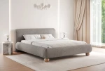 Schräge Ansicht des kompakten Polsterbettes OVELIO SLIM (120x200 cm), stilvoll arrangiert und harmonisch integriert in eine moderne Schlafzimmerumgebung, im fredo_35