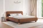 Schräge Ansicht des kompakten Polsterbettes OVELIO SLIM (180x200 cm), stilvoll arrangiert und harmonisch integriert in eine moderne Schlafzimmerumgebung, im lumo_35