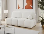 Frontalansicht des modernen Sofas im edlen Stoff Royal 01, stilvoll arrangiert in einem gemütlichen Wohnzimmer.