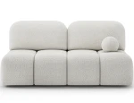 Frontale Ansicht des Sofas im edlen Stoff Royal 01, sauber freigestellt auf weißem Hintergrund.
