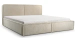 Schräge Ansicht des eleganten Polsterbettes im weichen Stoff Poso 02, sauber freigestellt auf weißem Hintergrund. (Bed 4)