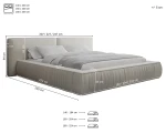 Technische Skizze des Polsterbettes, die die genauen Abmessungen und Proportionen für eine optimale Raumplanung im Schlafzimmer zeigt.
