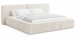 Schräge Ansicht des eleganten Polsterbettes im weichen Stoff Riviera 02, sauber freigestellt auf weißem Hintergrund.(Bed 08)