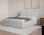 Das elegante Bett im Stoff Ambience 18, stilvoll arrangiert und harmonisch in ein modernes Schlafzimmer integriert