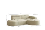 Technische Skizze des Ecksofas Prima Studio, die die genauen Abmessungen und Proportionen für eine optimale Raumplanung im Wohnzimmer zeigt.