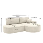 Technische Skizze des Ecksofas Prima Pro, die die genauen Abmessungen und Proportionen für eine optimale Raumplanung im Wohnzimmer zeigt.