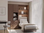 Das ausgeklappte Gästebett Bed Concept BC-03 (90x200 cm) im Dekor Eiche Dunin, stilvoll arrangiert und schlaffereit in einem einladenden Zimmer.