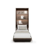 Das ausgeklappte Wandklappbett Bed Concept BC-03 mit 90x200 cm Liegefläche im Dekor Eiche Dunin, frontale Ansicht freigestellt auf weißem Hintergrund.