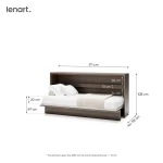 Technische Skizze des horizontalen Schrankbetts Bed Concept BC-06 (90x200 cm), die die genauen Abmessungen im geschlossenen und offenen Zustand für die optimale Raumplanung zeigt.